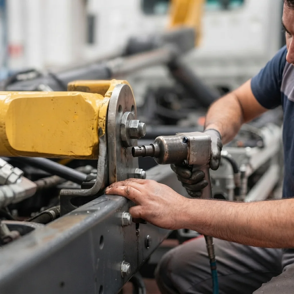 Meccanico al lavoro in officina